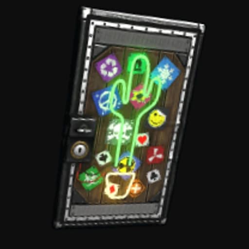 Neon Cactus Metal Door